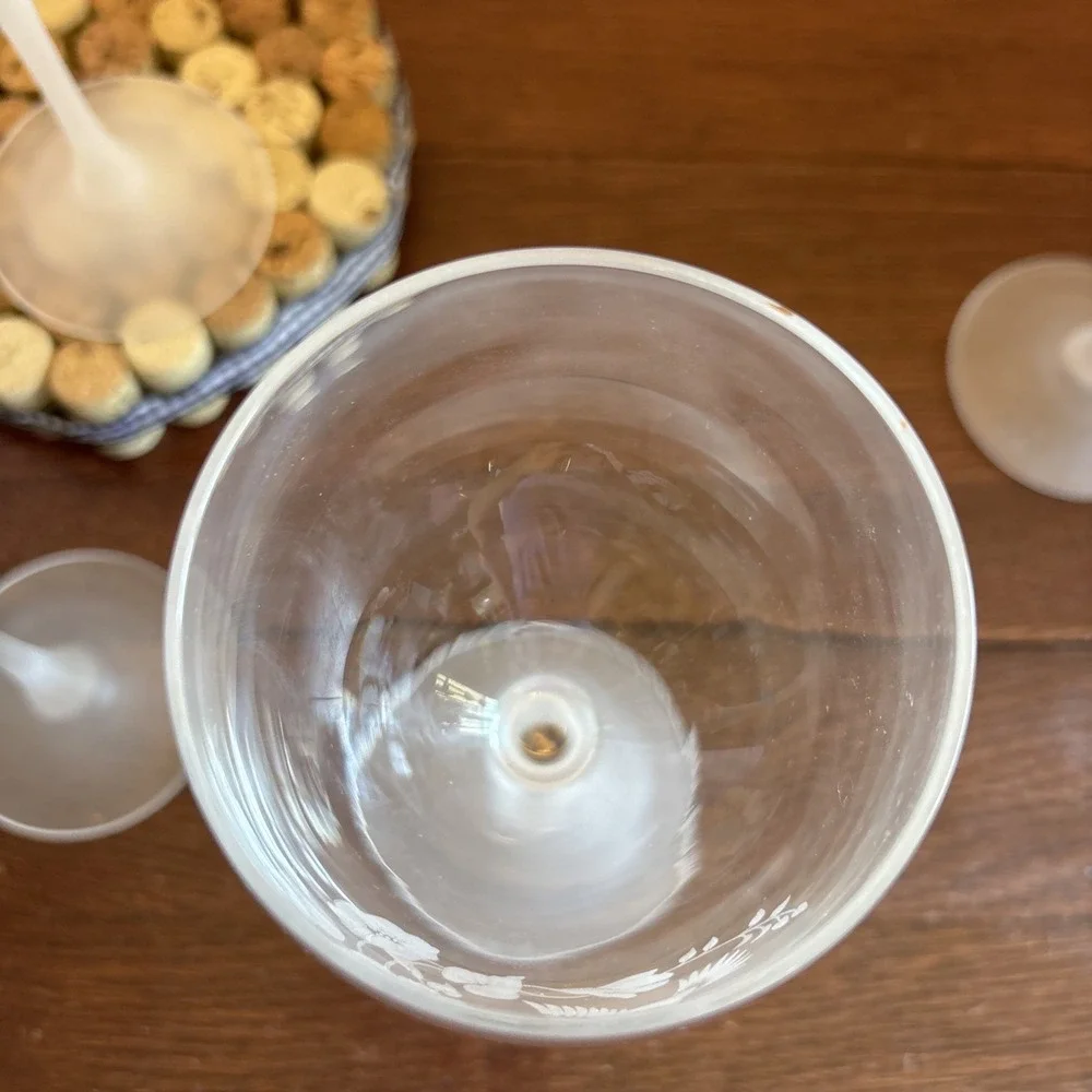Vintage Avon Hummingbird 24% Lead‎ Crystal Water Goblets Glasses 8 1/4